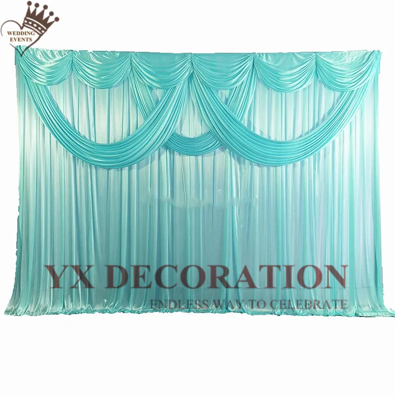

HOT SALE Wedding Backdrop Curtain With Swag Drape Valence Ice Silk Stage Background Photo Booth Event Party Decoration