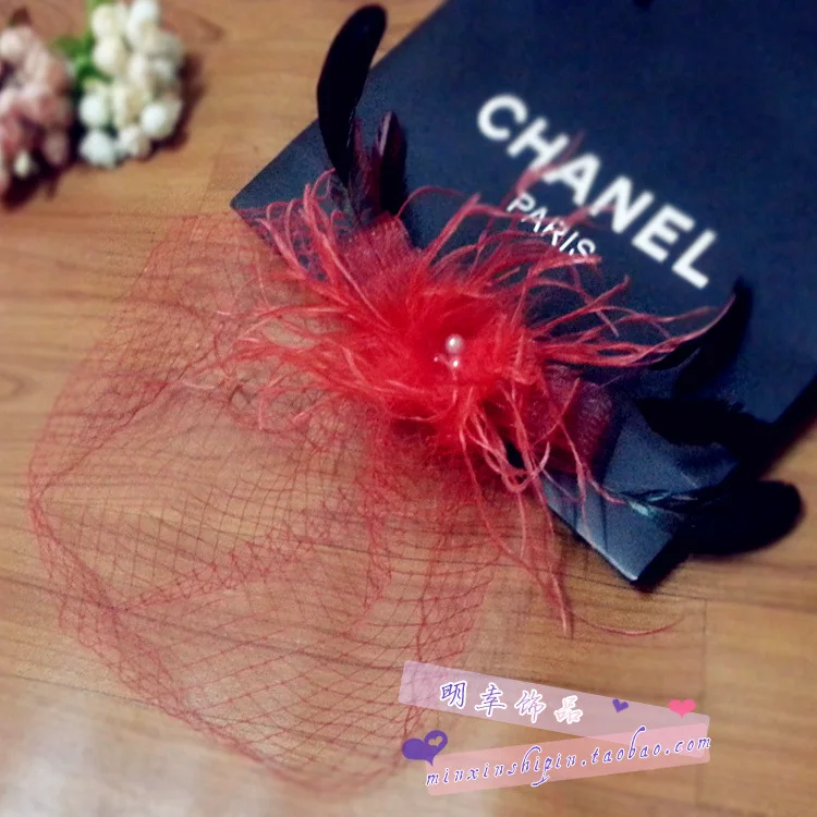 Г жа Шин невесты белого цвета из газовой ткани повязка на голову с перьями и