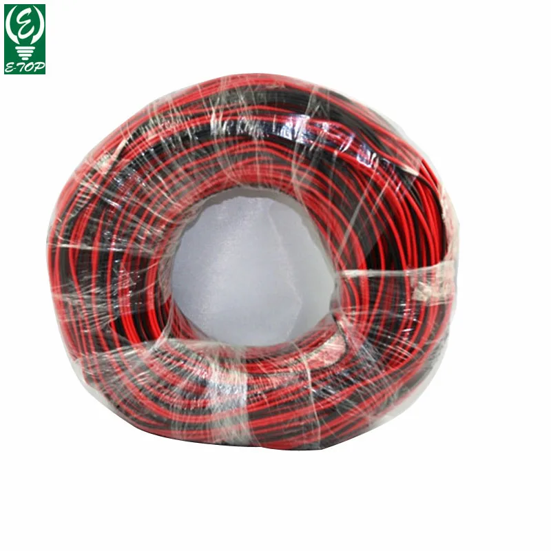 100 м/упак. 2pin светодиодный красный черный провод кабели 22AWG удлинитель Кабель