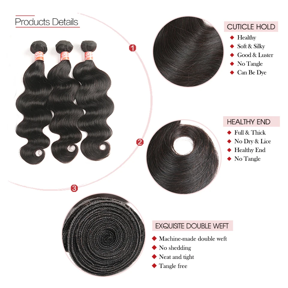 Гладкий бразильский объемный волнистый 3 пучка s с закрытием 4 шт/партия не Реми