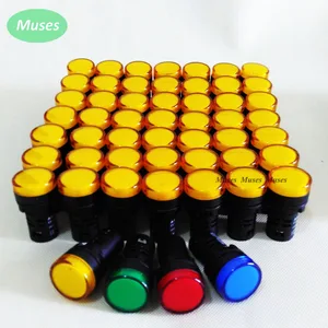 Светодиодная индикаторная лампа размером 22 мм, сигнальная лампа синего, зеленого, красного, белого, желтого цвета + Бесплатная доставка