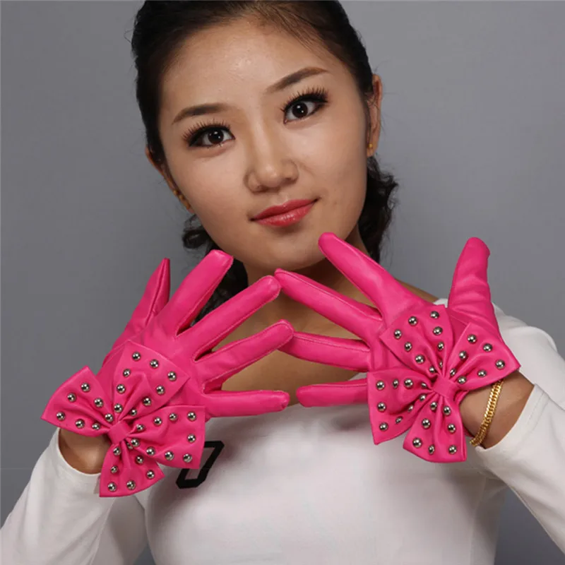 Для женщин леди Заклёпки бабочка варежки Прихватки для мангала кожа теплая зима