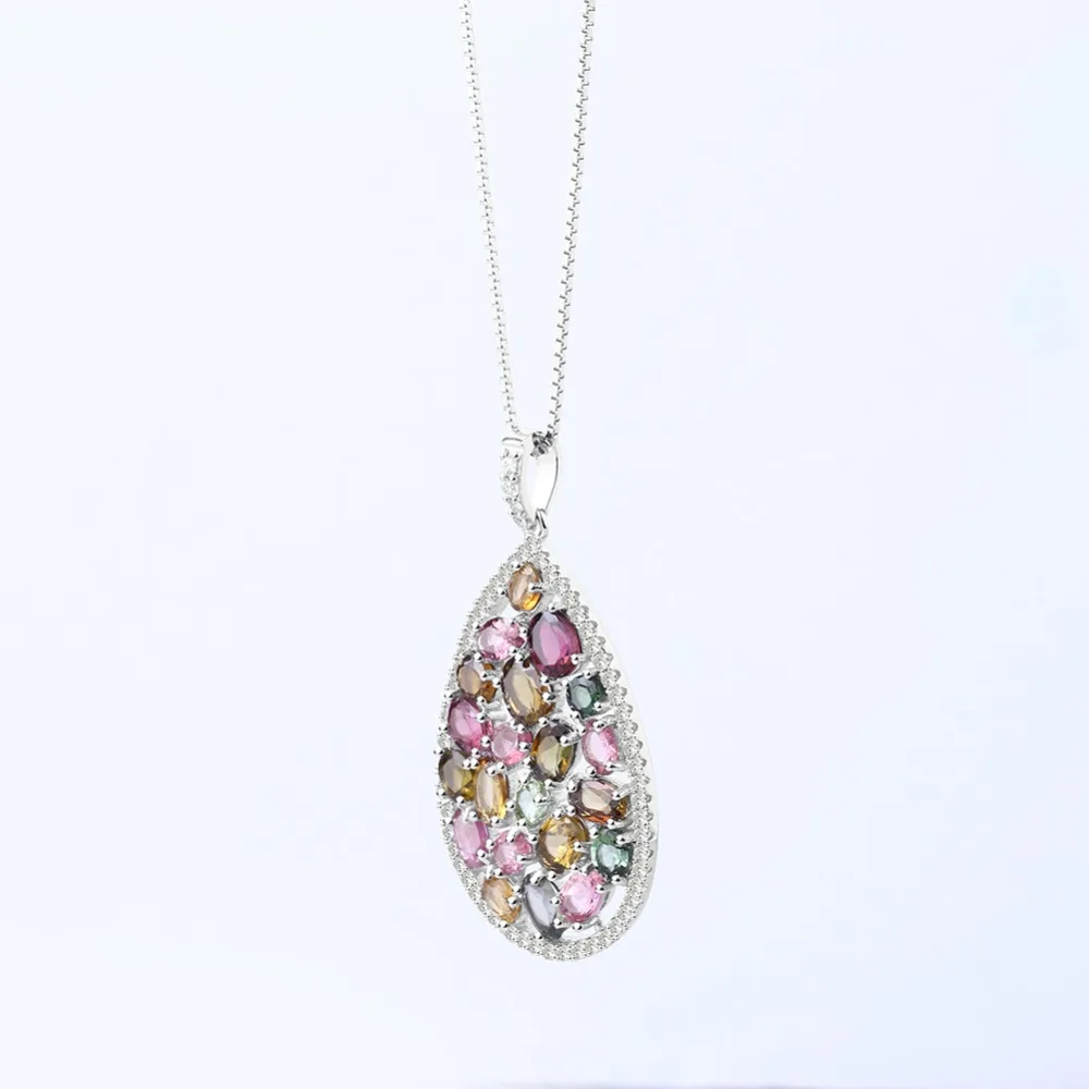 GEM'S BALLET 1.16Ct красочное натуральное ожерелье с подвеской из турмалина, твердый 925 пробы, Серебряный драгоценный камень, модное ювелирное изделие для женщин
