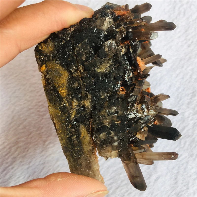 Rare black crystal cluster mineral specimens reiki healing natural gem collection Free shipping