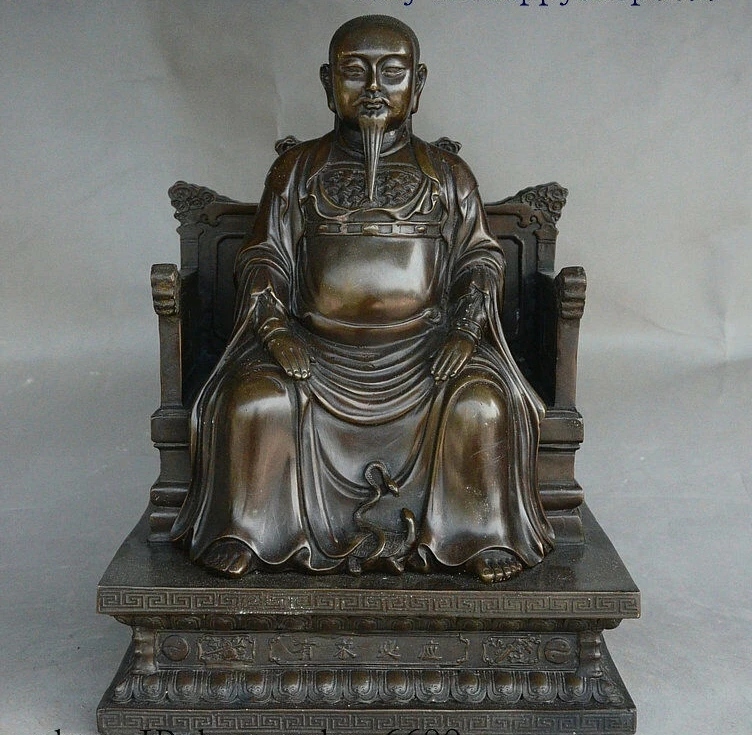 

11" China Taoism Bronze Folk Xuantianshangdi Xuan Wu Da di Snake Turtle Statue