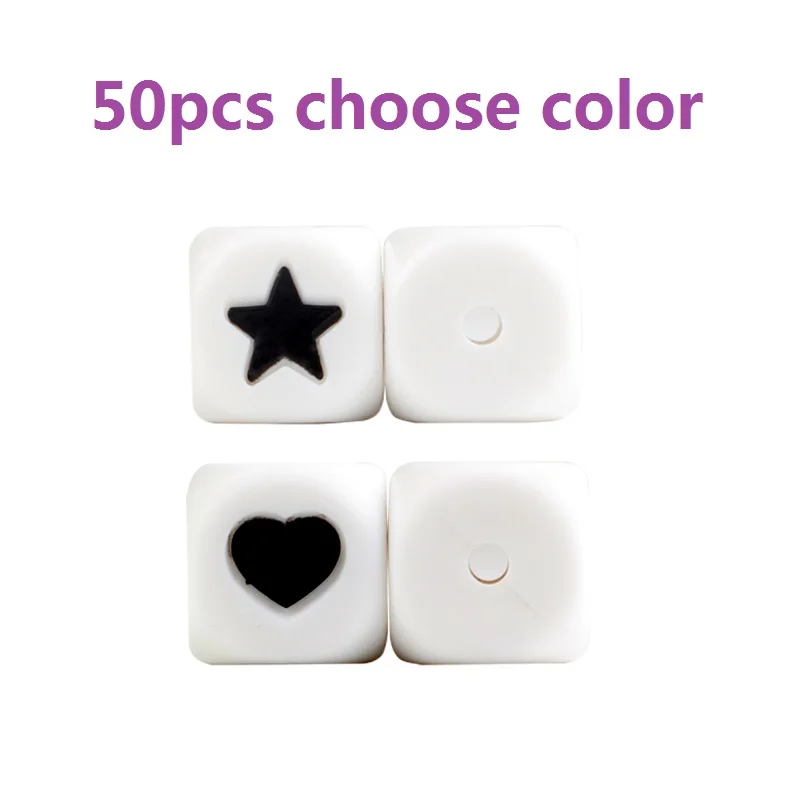 KAT046 Choose color Joepada 50 шт. силиконовые бусины буквы 12 мм Сердце Звезда жевание Алфавит детский Прорезыватель для DIY браслет ожерелье соска цепь - Цвет: KAT046 Choose color