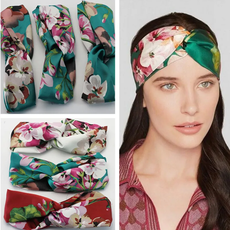 

10pcs/lot New Bohemian Turban Women Headband Printed Flowers Crossed Elastic Headbands for Women Girls Turban Headband