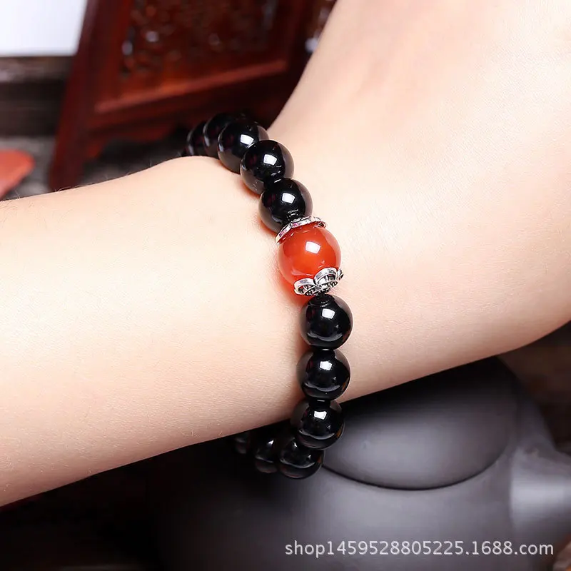 Мужской и женский браслет из красного черного натурального камня класса ААА