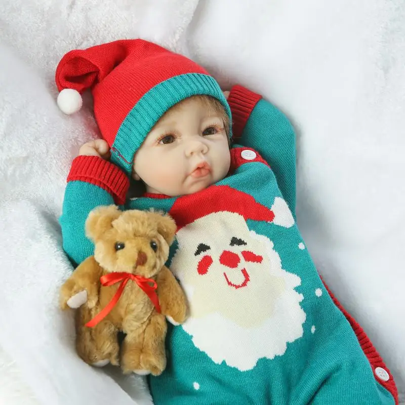 

NPK New 50CM Reborn Baby Doll Lifelike Soft Half Silicone Reborn Dolls Gendar Girl Newborn Bebe Bonecas Christmas Dolls