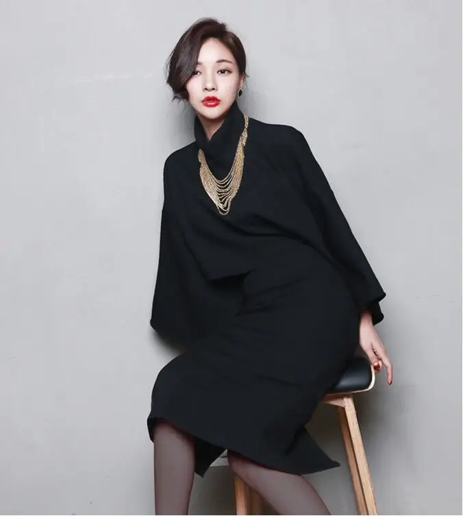 Корейский женский комплект 2 шт. водолазка с длинными рукавами летучая мышь