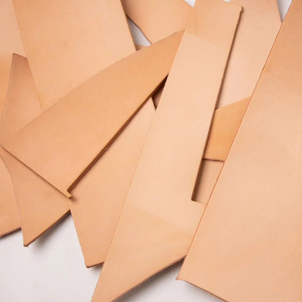Thick Leather craft Handmade DIY vegetable tanned leather full grain 3.5 to 4.0 mm Tanned Leather piece scrap leftover yellow