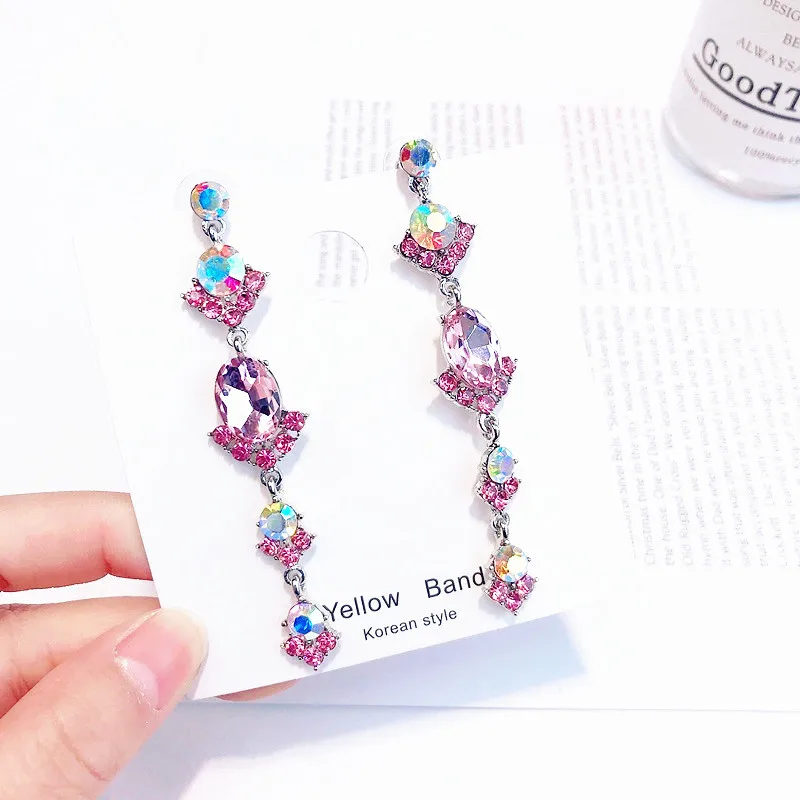 Новый геометрический для женщин Цвет Цветок Форма кисточкой свисающие серьги