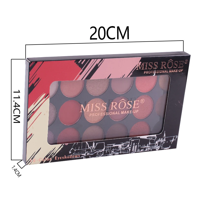 Miss Rose matte eyeshadow palette 18 colors earth nude makeup pigment waterproof long lasting shimmer smoky MS166 |