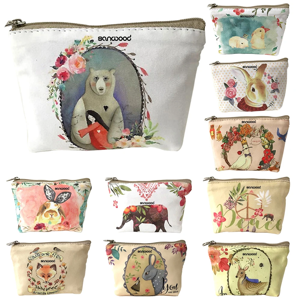 Хорошее качество симпатичный детский холщовый кошелек на молнии с животным