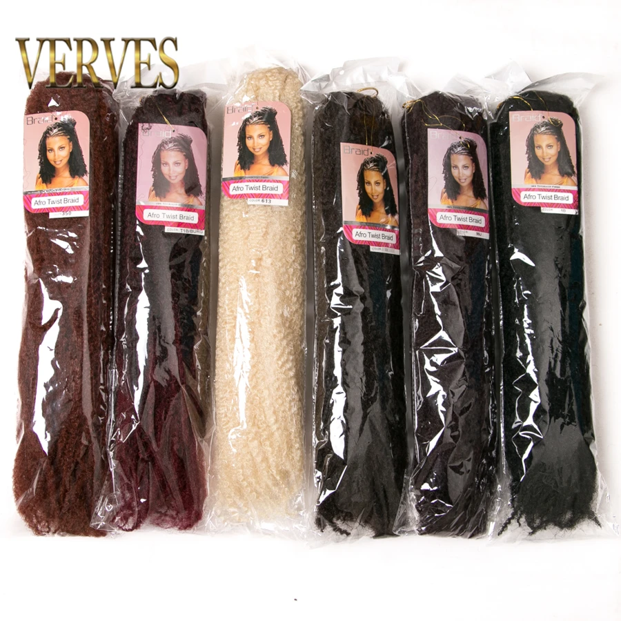 VERVES Afro Kinky Braiding Hair 18 inch Synthetic Crochet Marly Braids Hair extensions 30 strands/pack Natural black ombre