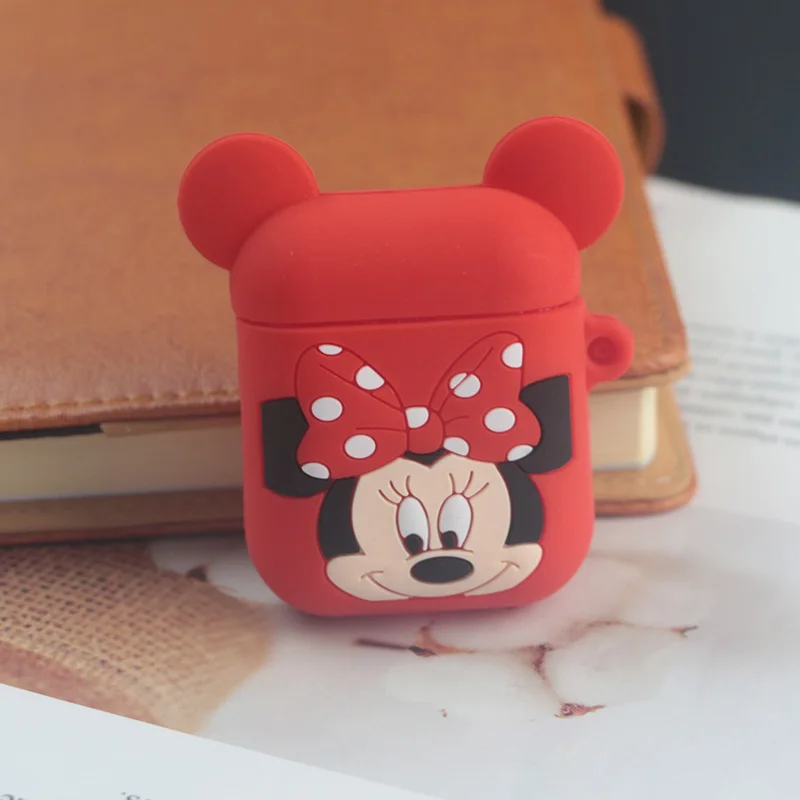 Minnie Red Милый мультяшный чехол для AirPods, противоударный защитный силиконовый чехол для наушников Apple, аксессуары для зарядного устройства - Цвет: Minnie Red