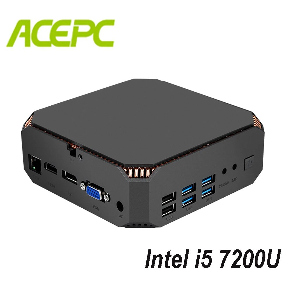 Вентилятор мини ПК i5 Kaby Lake процессор Intel Core 7200U 2 ядра 4 нити 5 ГГц двойной бренд WIFI