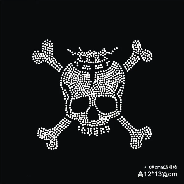 2 шт./лот, железная головка в виде черепа, с горячим фиксацией горного хрусталя