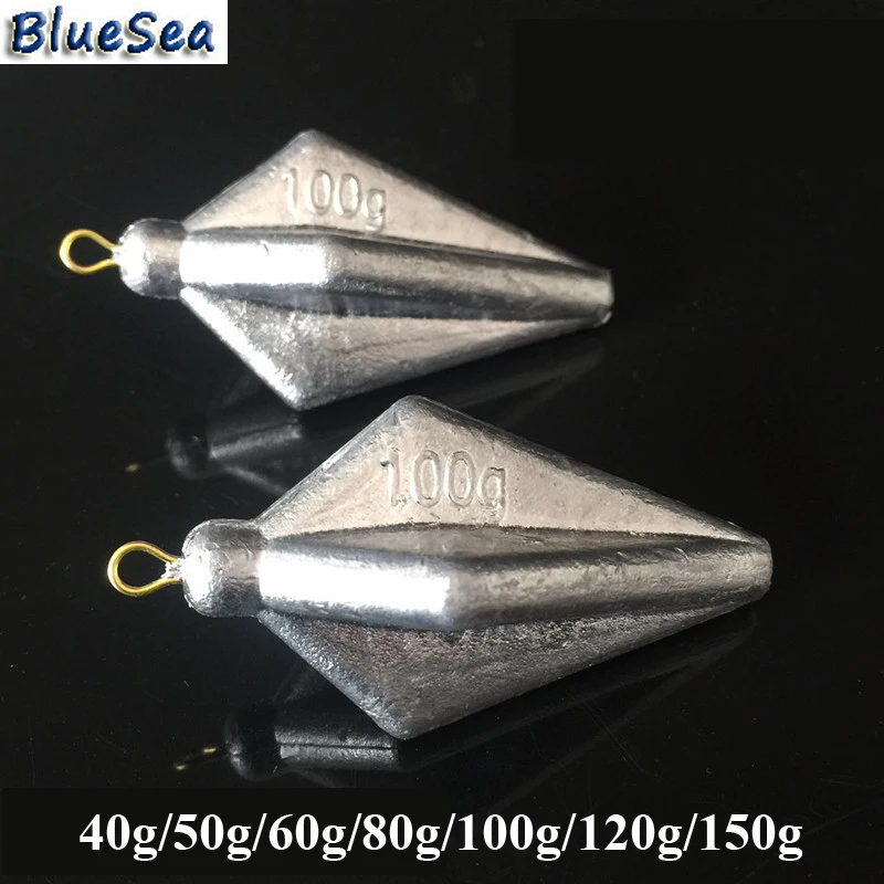 BlueSea 40 г/50 г/60 г/80 г/100 г/120/120/150g большой тяжелый год детское привести рыболовные грузила алмаз рыболовные Весы для рыбалки в море