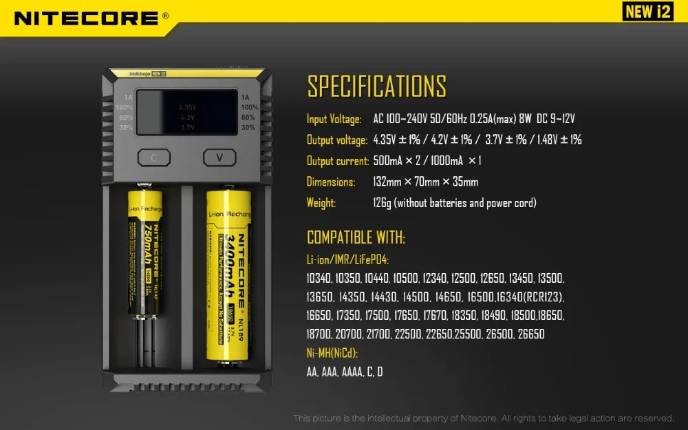 Литий-ионный перезаряжаемый аккумулятор Vapcell 2 шт. INR 18650 3600 мАч 35A с Nitecore новинка