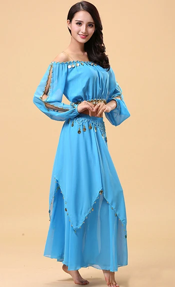 2pieces Suit Adult Belly Dance Costume India Egypt Bollywood Dance Costumes Indian Dress Woman Bellydance Dancing Sets - Цвет: Небесно-голубой