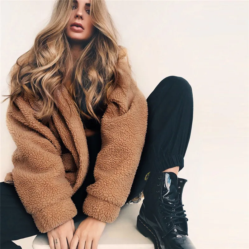 Новинка 2019 модное весеннее пушистое пальто из искусственного меха с мишкой