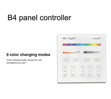 B4 panel controller Светодиодная панельная лампа Mi Light 9 Вт, Wi-Fi, 2,4 г, Радиочастотный пульт, Круглый, скрытый, RGB CCT, затемненный, RGBW, потолочный светильник, утопленный вниз, AC 85-265 в - Цвет корпуса: B4 panel controller