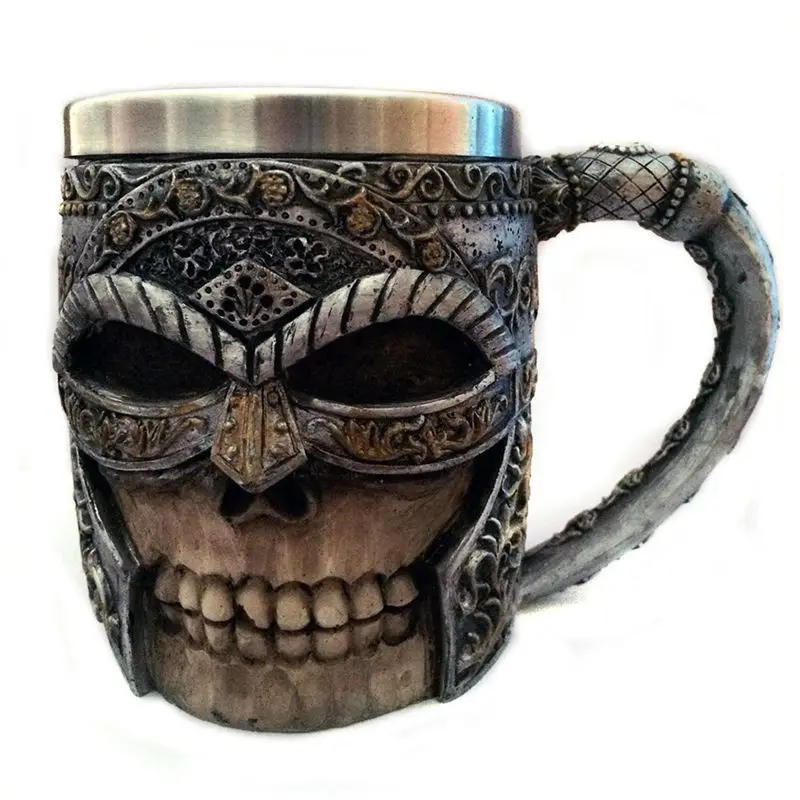 3D кружки Knight Skull в масках двухслойные кофейные из нержавеющей стали с черепами