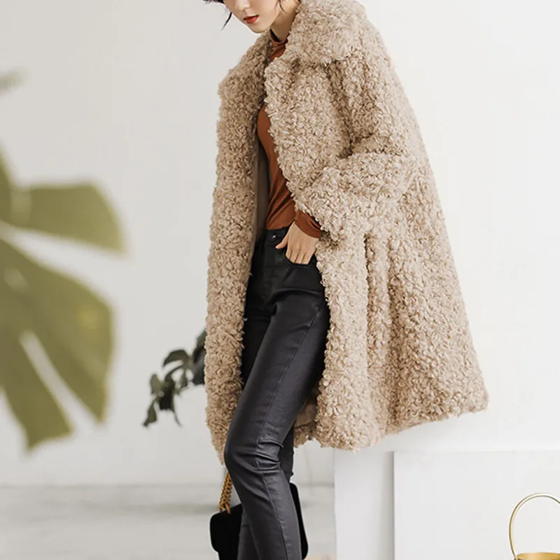 Женское плотное пальто и куртки из овечьей шерсти 2018 зимняя плотная верхняя