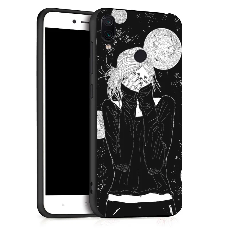 Case For Xiaomi Redmi Note 7 5 Pro 8 Cases Coque 3D DIY Painted Black Flower Cat Cover On For Xiaomi Mi 9 SE Xiomi 9T Bumper