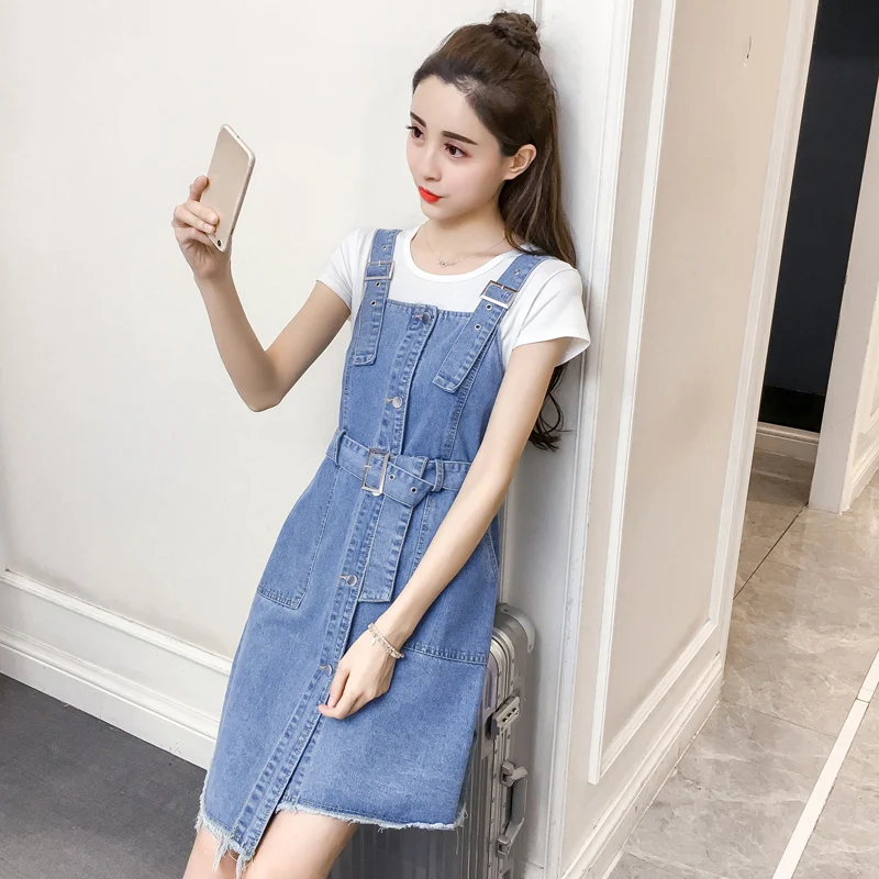 Синий нерегулярные чулок комбинезон джинсовая юбка женщина 2019 повседневное