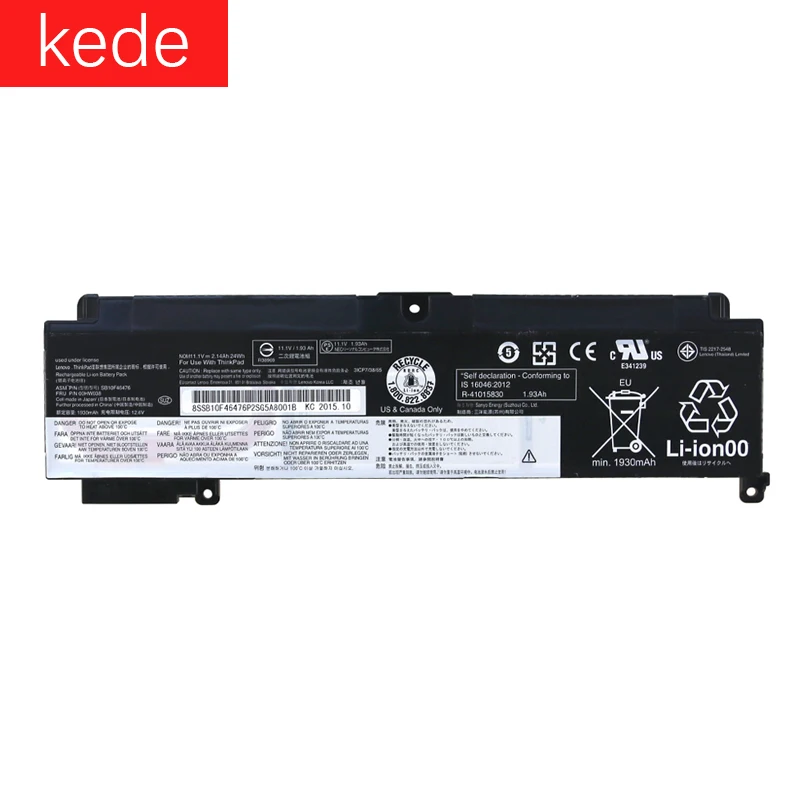 Аккумулятор для ноутбука lenovo ThinkPad T460s 01AV405 01AV407 SB10J79004 SB10F46463 00HW024 00HW025 11,1 V 24Wh 00HW038