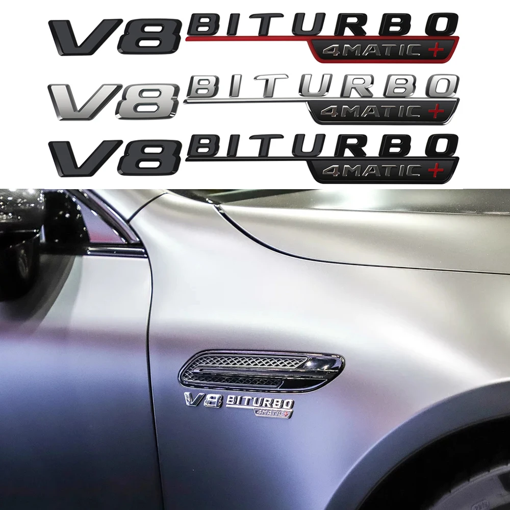 2 20 шт. V8 BITURBO 4matic логотип автомобиля значок на крыло Стикеры для Mercedes Benz AMG E250 E280 E230