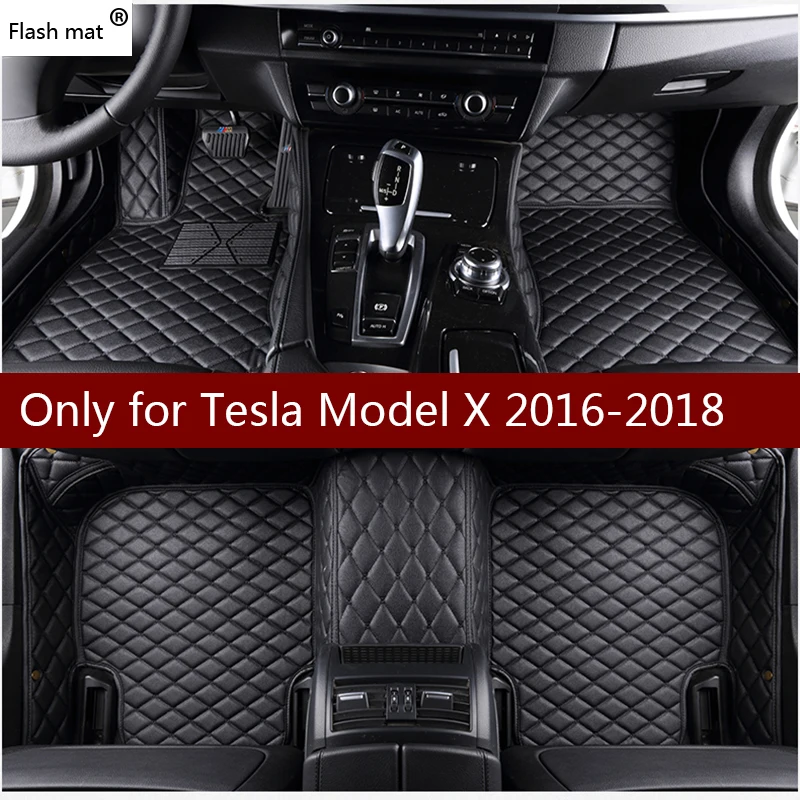 Flash mat кожаные автомобильные коврики в салон для Tesla модель X 2016 2017 2018