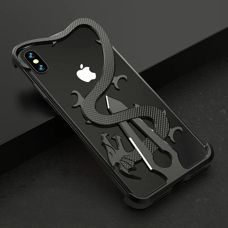 Black Для iPhone XS Max чехол Роскошный тонкий жесткий металлический алюминиевый сплав Броня защитный бампер чехол для телефона для iPhone XR X задняя крышка - Цвет: Black