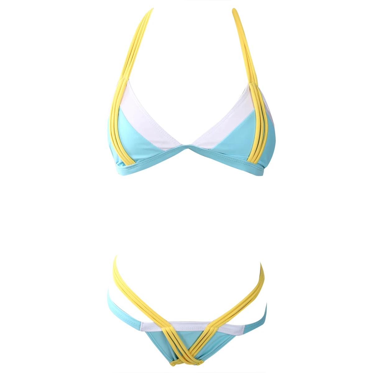 Сексуальный женский купальник в стиле пэчворк Бандажное треугольное бикини