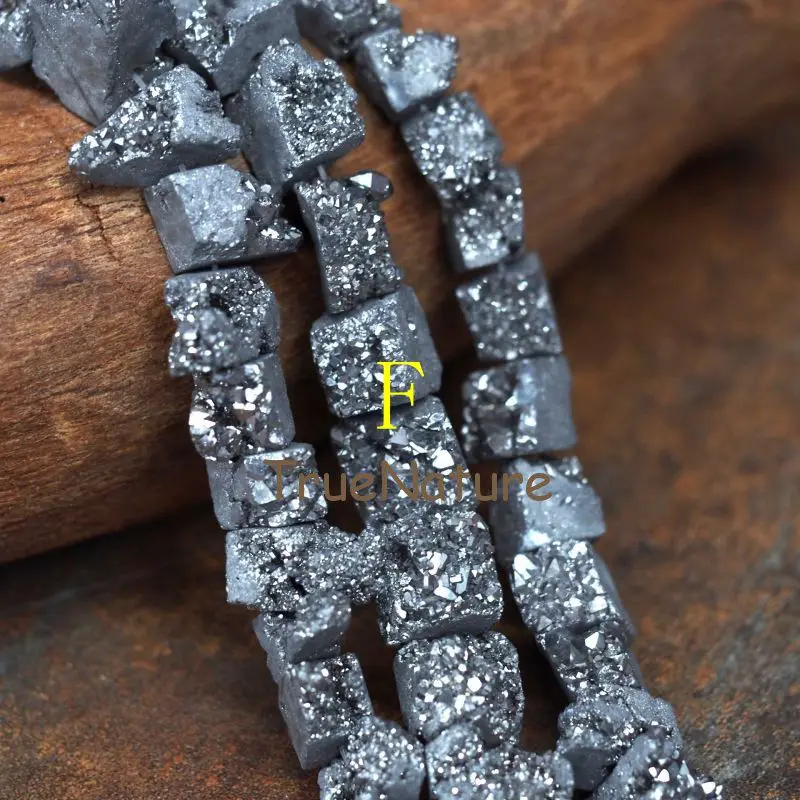 F Натуральный Титан Druzy Crystal Quartzs Strand квадратной формы сырой кристалл свободные бусины ювелирные изделия в 12*26 мм PM6640 - Цвет: F