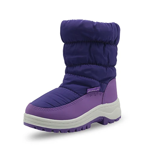 purple Apakowa/зимние ботинки для маленьких девочек, зимние ботинки для малышей, детские Нескользящие теплые водонепроницаемые ботинки до середины икры на молнии для маленьких девочек - Цвет: purple