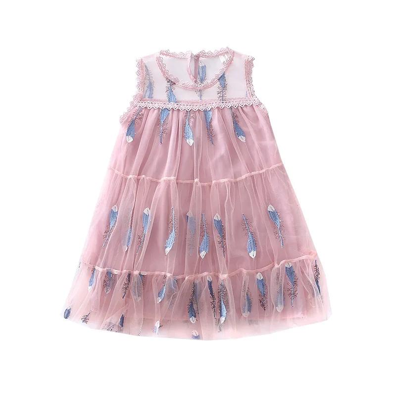 Girl Summer Wear Dress 2018 New Pattern Children Princess In Will Child Gauze Feather vestidos dresses de festa | Детская одежда и