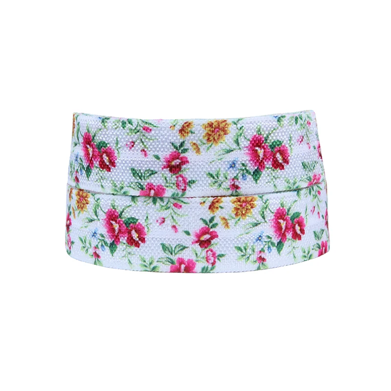 Оптовая продажа эластичные складки с принтом весенних цветов|printed fold over elastic|fold