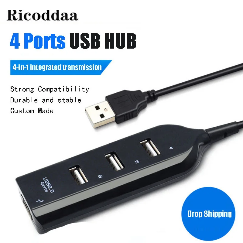 Высокоскоростной Разветвитель USB 2 0 с 4 портами адаптер для ПК ноутбука