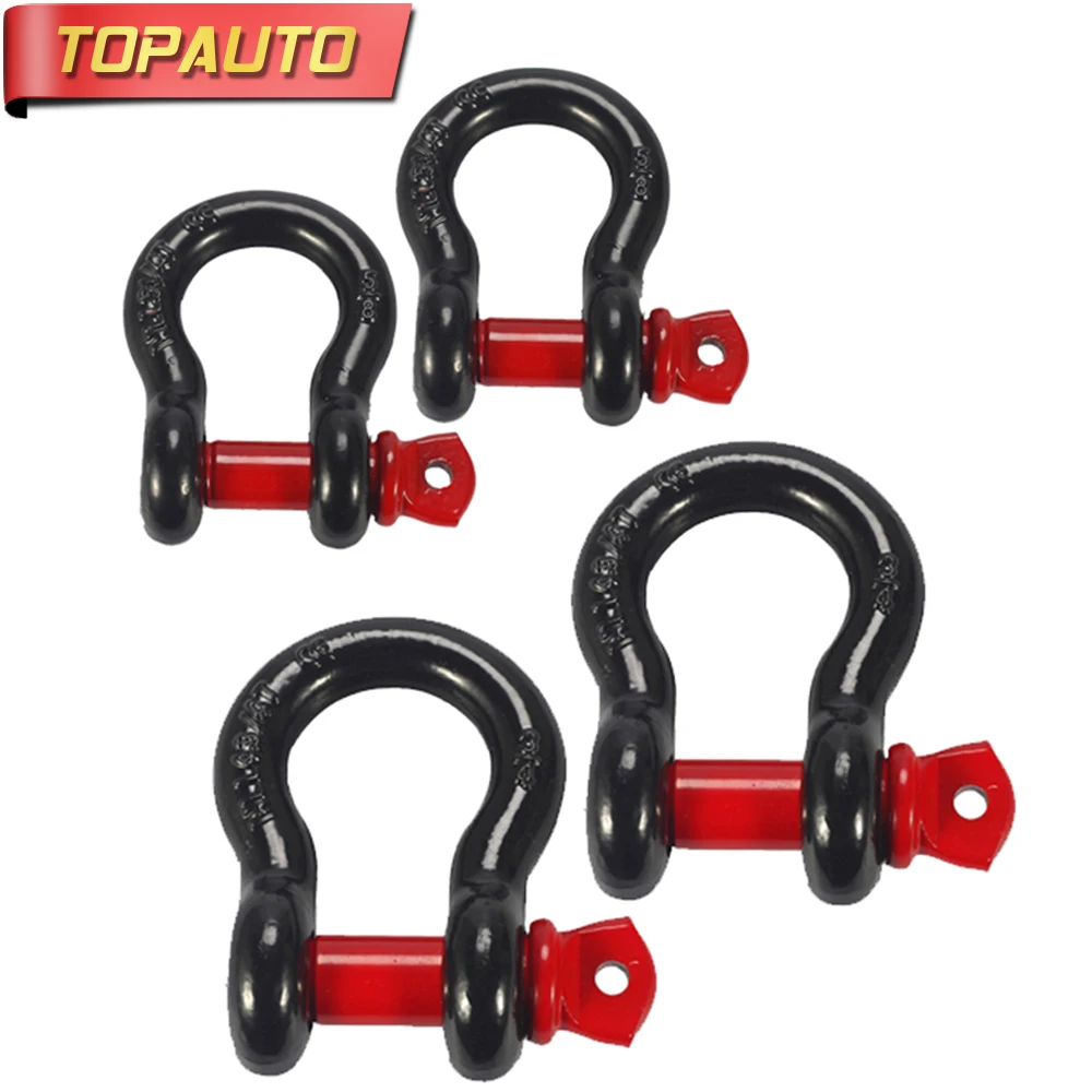 TOPAUTO 2 шт., автомобильный буксировочный трос, u-образный крюк, 2 т, 3,25 тонн, прицеп, крюк, внедорожный прицеп с скобой, пряжка, тяговые автомобильные аксессуары
