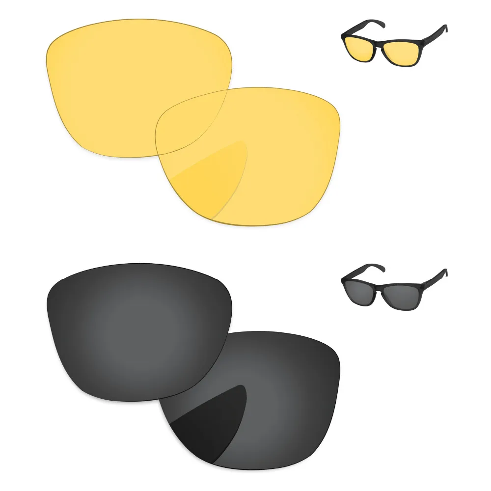 

Черные и кристально-желтые 2 пары сменных линз для солнцезащитных очков Frogskins 100% UVA & UVB защита