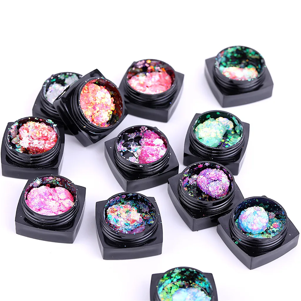 12 шт. многоцветные Блестки для ногтей не сужающийся книзу массивный блеск