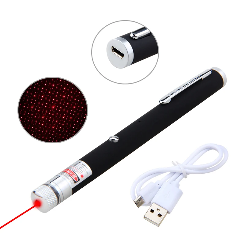 5 мвт USB перезаряжаемая 532 нм зеленая/красная лазерная ручка светильник лазерный прицел для охоты устройство зеленый точечный луч лазерный указатель встроенный аккумулятор - Цвет: Красный