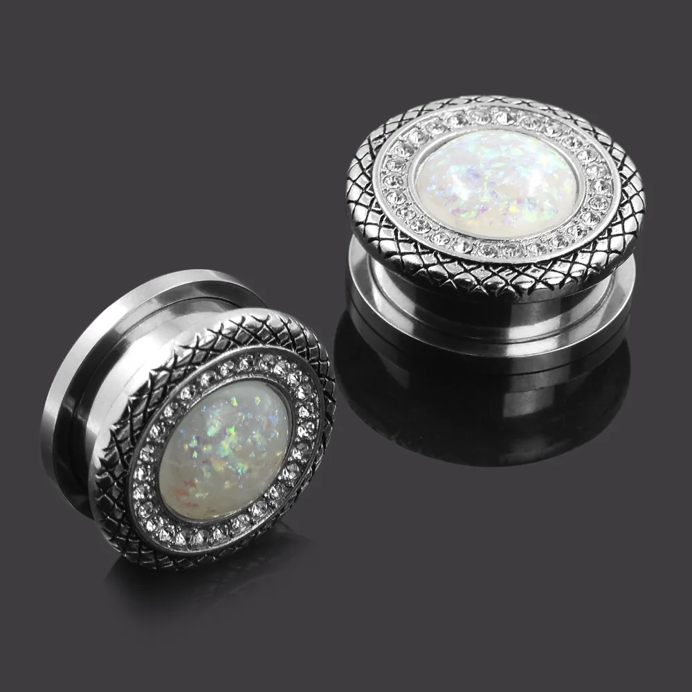2pair plugs stainless steel vintage flower double flare ear plug gauges tunnel body piercing jewelry in stock | Украшения и