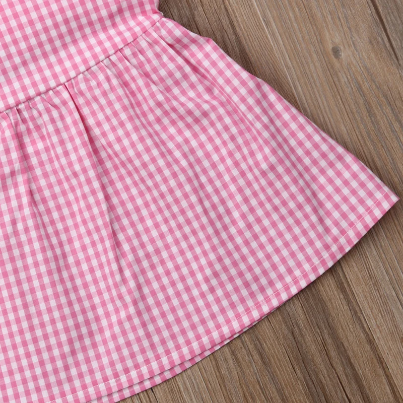 Pudcoco Summer Toddler Kids Baby Girl Sleeveless Bow-Knot Plaid Party Dress Bowknot Cute Clothes | Детская одежда и обувь