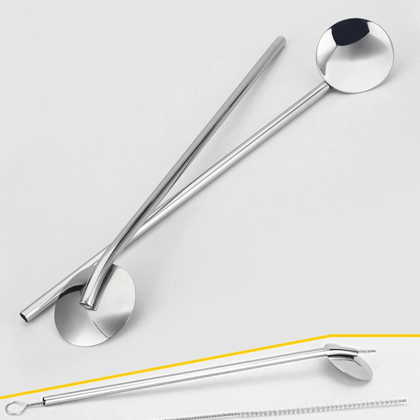 Творческие многоразовые питьевые соломинки ложки Нержавеющая сталь питьевой