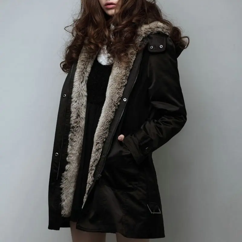 Women's winter Cotton coat faux fur warm Hooded jacket cotton thick ladies Long section parkas manteaux K094 | Женская одежда