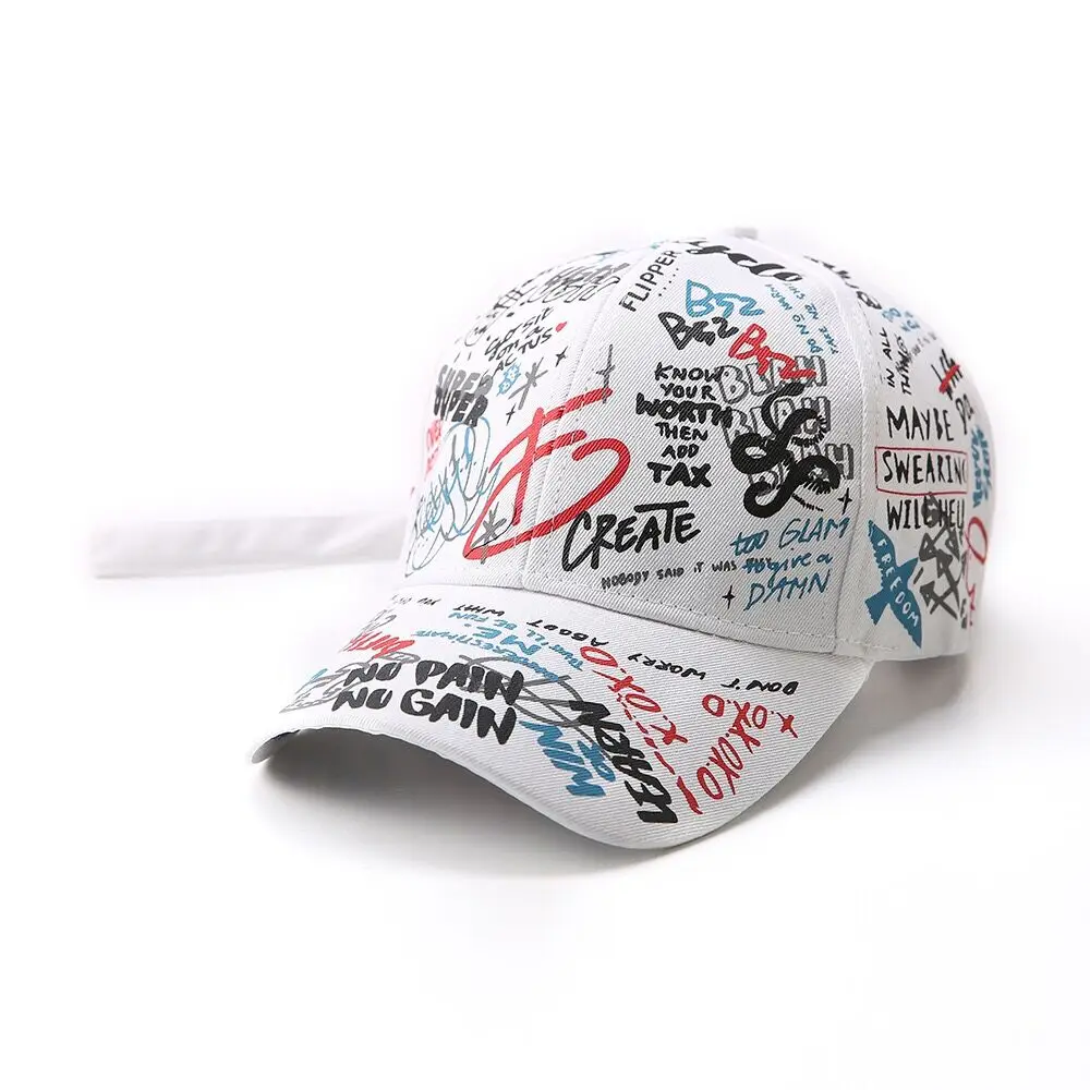 Новый мужской каракули граффити Бейсбол Кепки шляпа хип-хоп Kpop Snapback Регулируемая